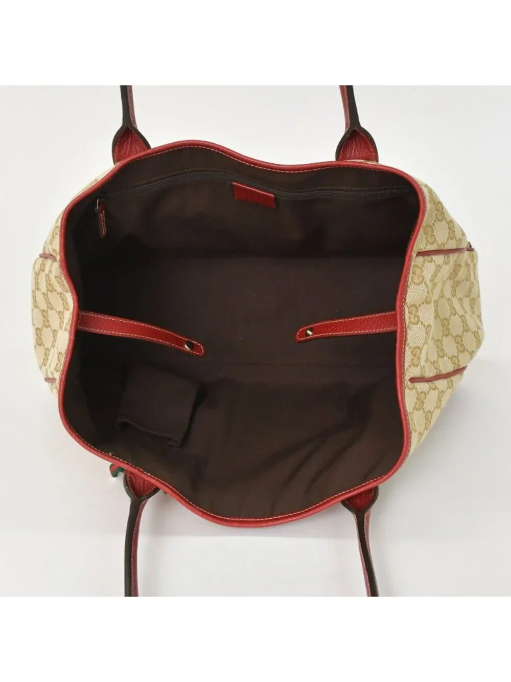 Gucci Handbag GG Canvas Sherry Line Leather Beige